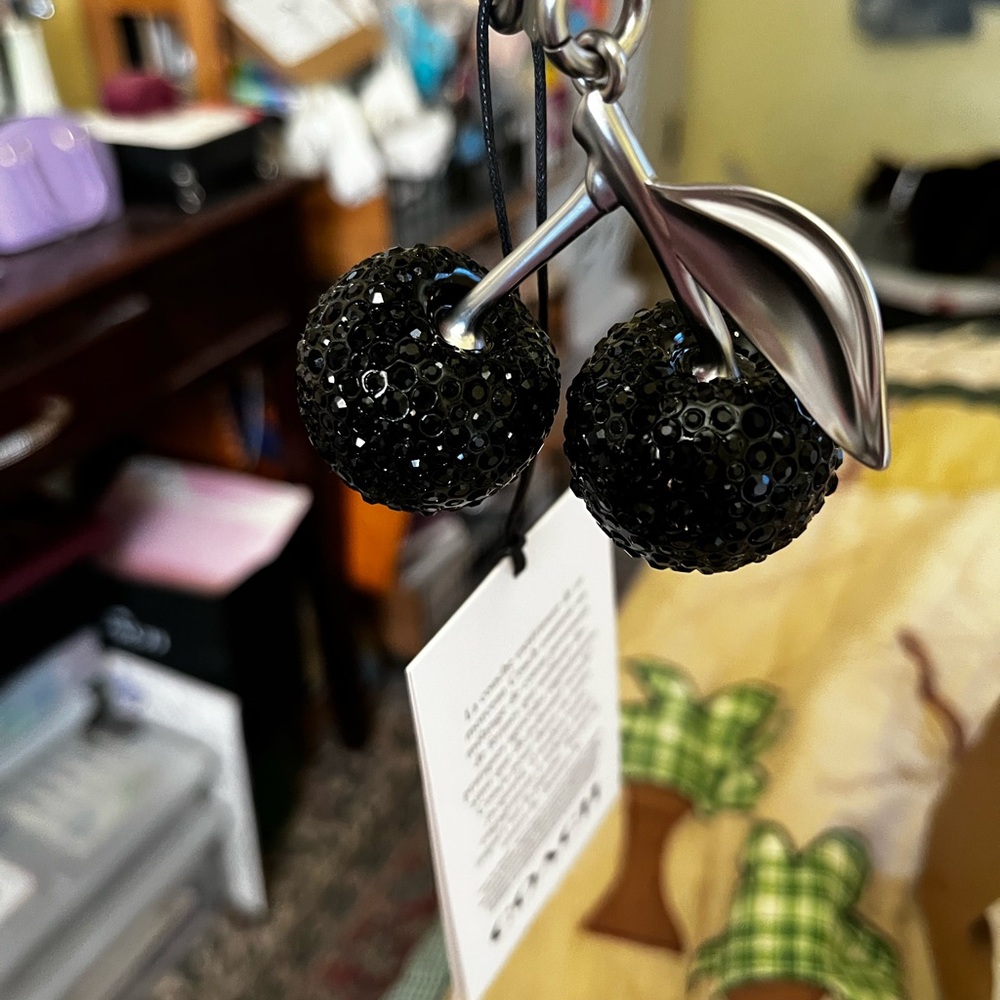 Coach Black Crystal Cherry Bag Charm/Keychain